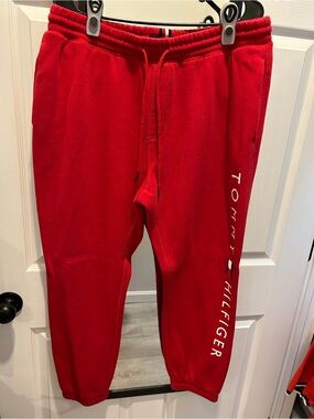 Tommy Hilfiger Bright Red Logo Joggers
